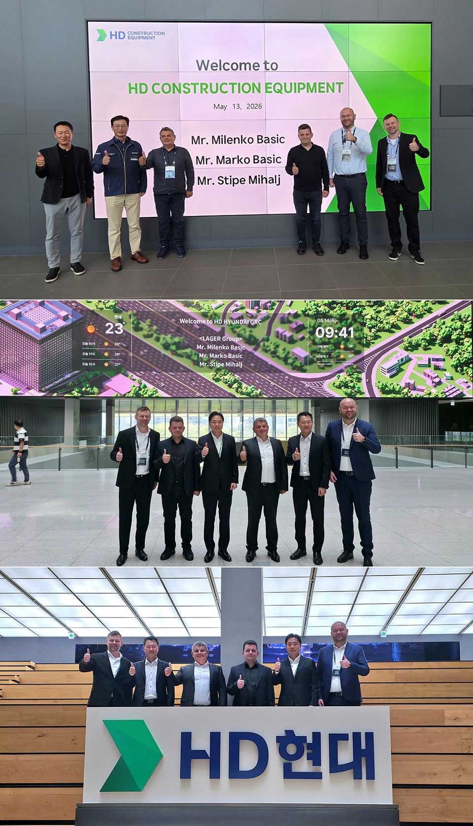 HD건설기계가 지난 5월 12일부터 16일까지 현대 유럽 권역 핵심 딜러사인 라거 그룹(LAGER GROUP) 경영진을 한국으로 초청해 사업장 투어와 비즈니스 미팅을 진행했다.